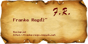Franke Regő névjegykártya